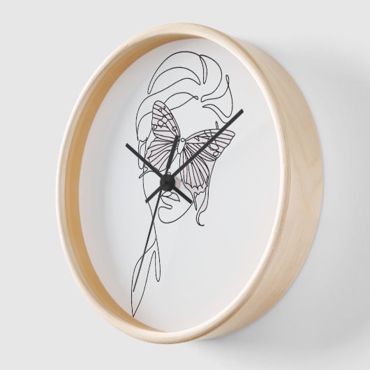 Wall Clock, 10" Round Natural Wood Frame 壁時計 (傾斜)