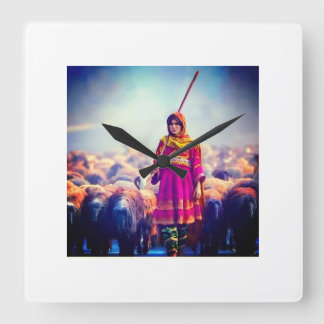 wall clock Afghan design スクエア壁時計