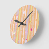 Wall Clock – Baby Joy & Creatures Pastel Animal ラウンド壁時計 (傾斜)