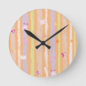 Wall Clock – Baby Joy & Creatures Pastel Animal ラウンド壁時計 (正面)