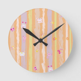 Wall Clock – Baby Joy & Creatures Pastel Animal ラウンド壁時計