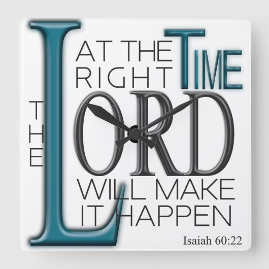 Wall Clock, Bible Verse, Isaiah 60:22 スクエア壁時計 (正面)