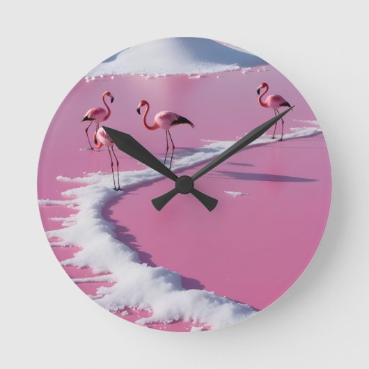 Wall Clock bonaire salt flats pink ラウンド壁時計 (正面)