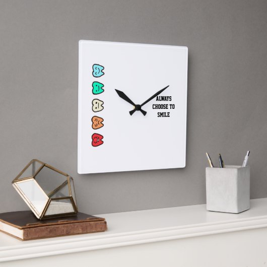 Wall Clock – Cute Dental Art & Positive Decor スクエア壁時計 (オフィス)