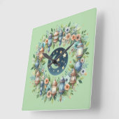 Wall Clock-Eid Mubarak Wreath Wall Clock スクエア壁時計 (傾斜)
