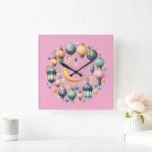 Wall Clock-Eid Mubarak Wreath Wall Clock スクエア壁時計 (ホーム)
