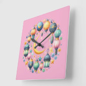 Wall Clock-Eid Mubarak Wreath Wall Clock スクエア壁時計 (傾斜)
