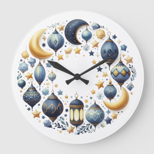 Wall Clock-Eid Mubarak Wreath Wall Clock ラージ壁時計 (正面)