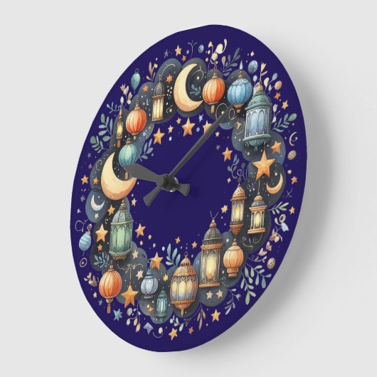 Wall Clock-Eid Mubarak Wreath Wall Clock ラージ壁時計 (傾斜)