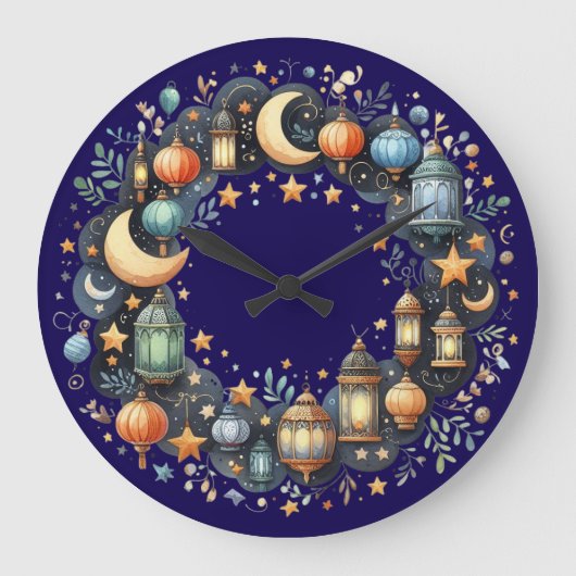 Wall Clock-Eid Mubarak Wreath Wall Clock ラージ壁時計 (正面)