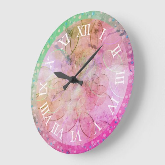 Wall Clock - Elegant Pink Wall Clock ラージ壁時計 (傾斜)