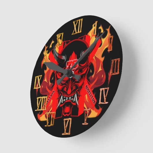 Wall Clock Evil Samurai  ラウンド壁時計 (傾斜)