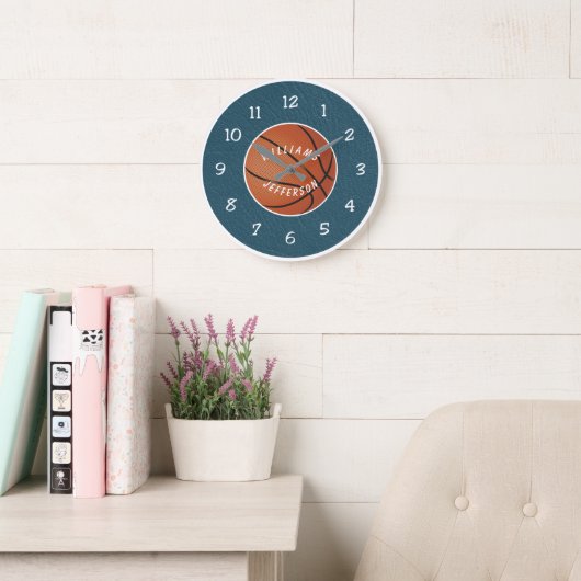 Wall Clock for Basketball Fan personalize ラージ壁時計 (読書スペース)
