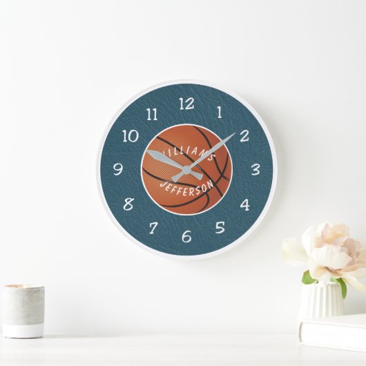 Wall Clock for Basketball Fan personalize ラージ壁時計 (ホーム)