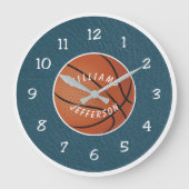 Wall Clock for Basketball Fan personalize ラージ壁時計 (正面)