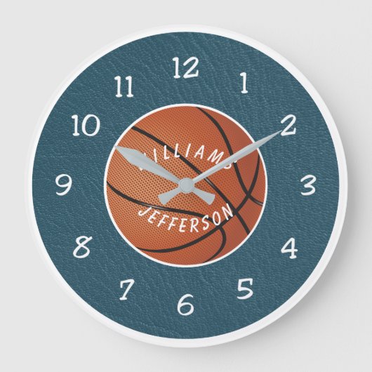 Wall Clock for Basketball Fan personalize ラージ壁時計 (正面)