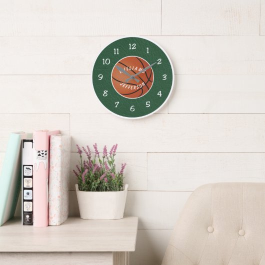 Wall Clock for Basketball Fan personalize ラージ壁時計 (読書スペース)