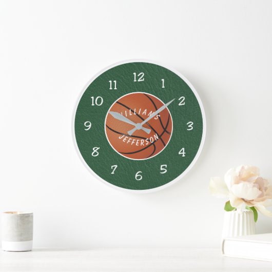 Wall Clock for Basketball Fan personalize ラージ壁時計 (ホーム)