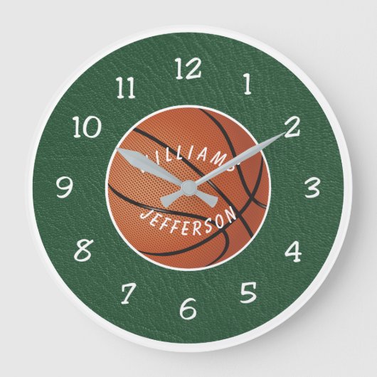 Wall Clock for Basketball Fan personalize ラージ壁時計 (正面)