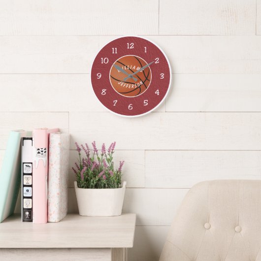 Wall Clock for Basketball Fan personalize ラージ壁時計 (読書スペース)