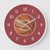 Wall Clock for Basketball Fan personalize ラージ壁時計 (正面)