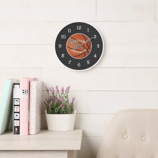 Wall Clock for Basketball Fan personalize ラージ壁時計 (読書スペース)