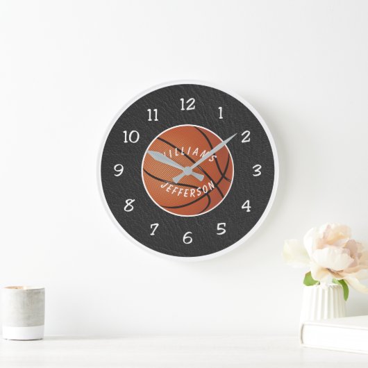 Wall Clock for Basketball Fan personalize ラージ壁時計 (ホーム)