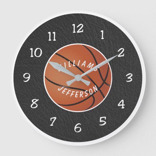Wall Clock for Basketball Fan personalize ラージ壁時計 (正面)