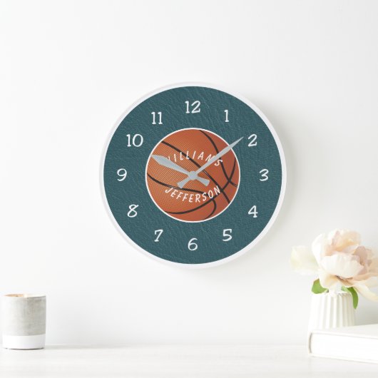 Wall Clock for Basketball Fan personalize ラージ壁時計 (ホーム)