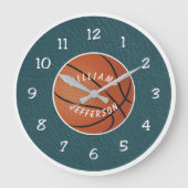 Wall Clock for Basketball Fan personalize ラージ壁時計 (正面)