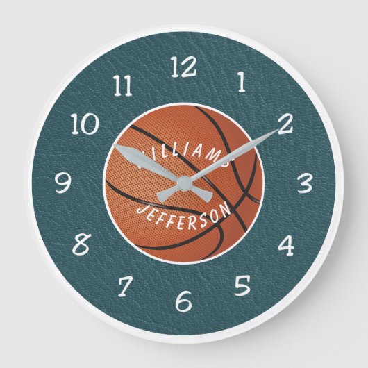 Wall Clock for Basketball Fan personalize ラージ壁時計 (正面)