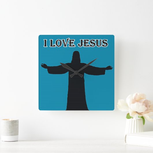 Wall Clock i love jesus スクエア壁時計 (ホーム)