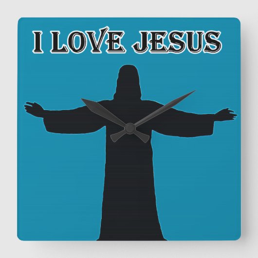 Wall Clock  i love jesus スクエア壁時計 (正面)