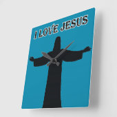Wall Clock  i love jesus スクエア壁時計 (傾斜)