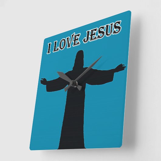 Wall Clock  i love jesus スクエア壁時計 (傾斜)