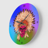 Wall Clock Indian Skull ラージ壁時計 (傾斜)
