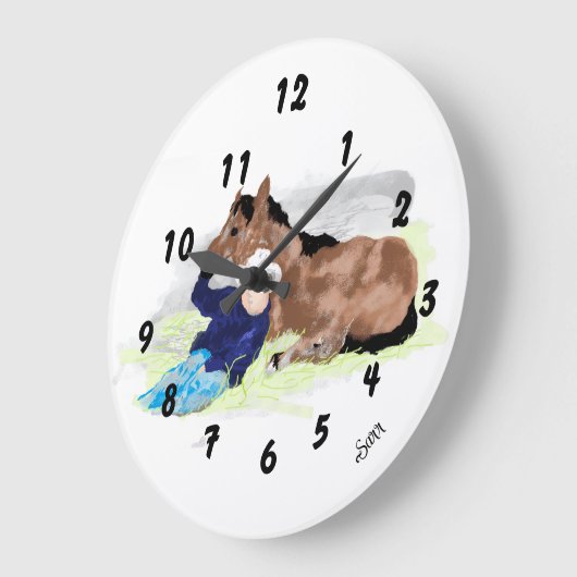 Wall Clock : Life Of A Cowboy . ラージ壁時計 (傾斜)
