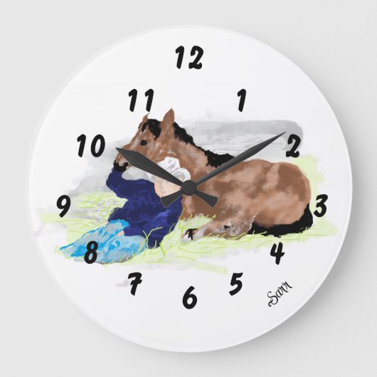 Wall Clock : Life Of A Cowboy . ラージ壁時計 (正面)