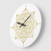 Wall Clock - Luxury Stylized Golden Flower Design ラージ壁時計 (傾斜)