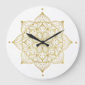 Wall Clock - Luxury Stylized Golden Flower Design ラージ壁時計 (正面)
