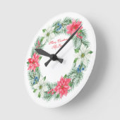 Wall Clock-Merry Xmas My Love Wreath Wall Clock ラウンド壁時計 (傾斜)