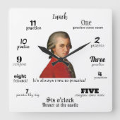 Wall Clock - Mozart - It's always time to practice スクエア壁時計 (正面)