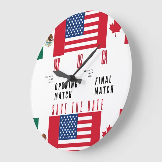 Wall Clock Opening & Final Match 2026 MX-US-CA ラージ壁時計 (傾斜)