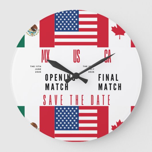 Wall Clock Opening & Final Match 2026 MX-US-CA ラージ壁時計 (正面)