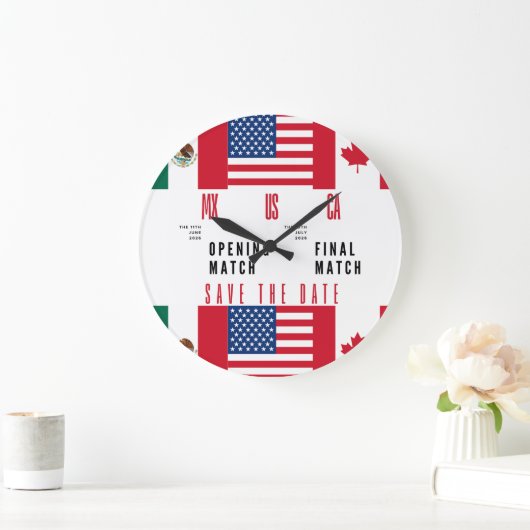 Wall Clock Opening & Final Match 2026 MX-US-CA ラージ壁時計 (ホーム)