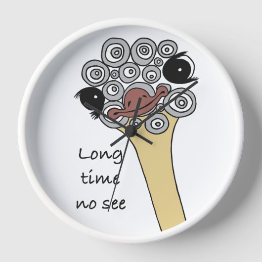 Wall Clock Ostrich "long time no see" 壁時計 (正面)