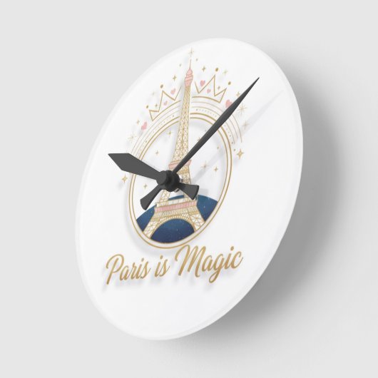 Wall Clock - Paris Elegant Eiffel Tower ラウンド壁時計 (傾斜)