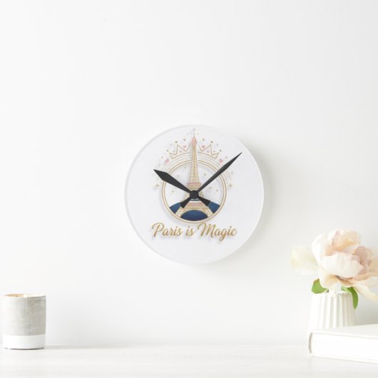 Wall Clock - Paris Elegant Eiffel Tower ラウンド壁時計 (ホーム)