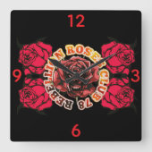 Wall Clock RebellionRosesClub78  スクエア壁時計 (正面)