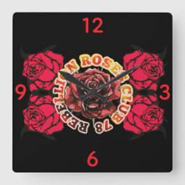 Wall Clock RebellionRosesClub78  スクエア壁時計